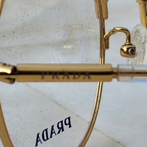 PRADA VPR 6T4 1BK-1O1 Round 48mm Gold Men’s Women’s Eyeglasses Frame posh - Picture 6 of 8